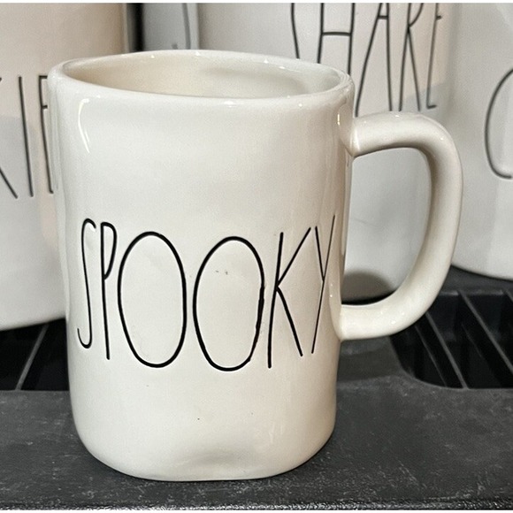 Rae Dunn Other - Rae Dunn Halloween Spooky Vintage White M Stamped Mug Rare HTF